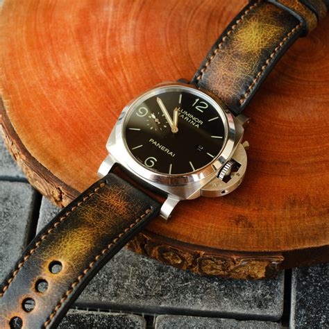 panerai black leather band|Panerai watch straps.